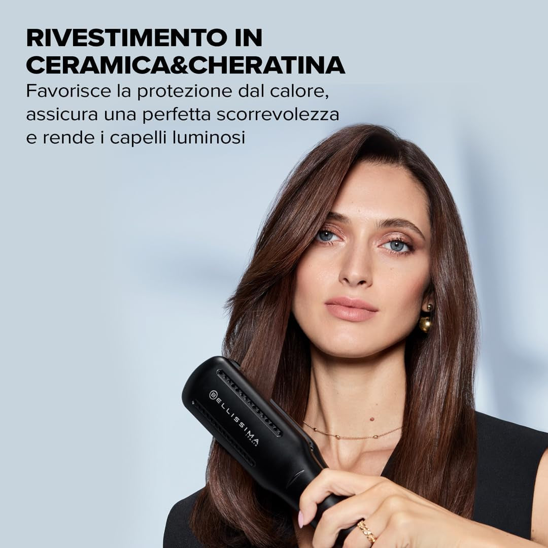 Imetec Airsleek - Piastra Asciugacapelli 2 in 1 Ad Aria, Asciuga E Stira Capelli Bagnati. Capelli Lisci E Protetti Senza Calore Estremo. Tecnologia a Ioni, Rivestimento Ceramica & Cheratina