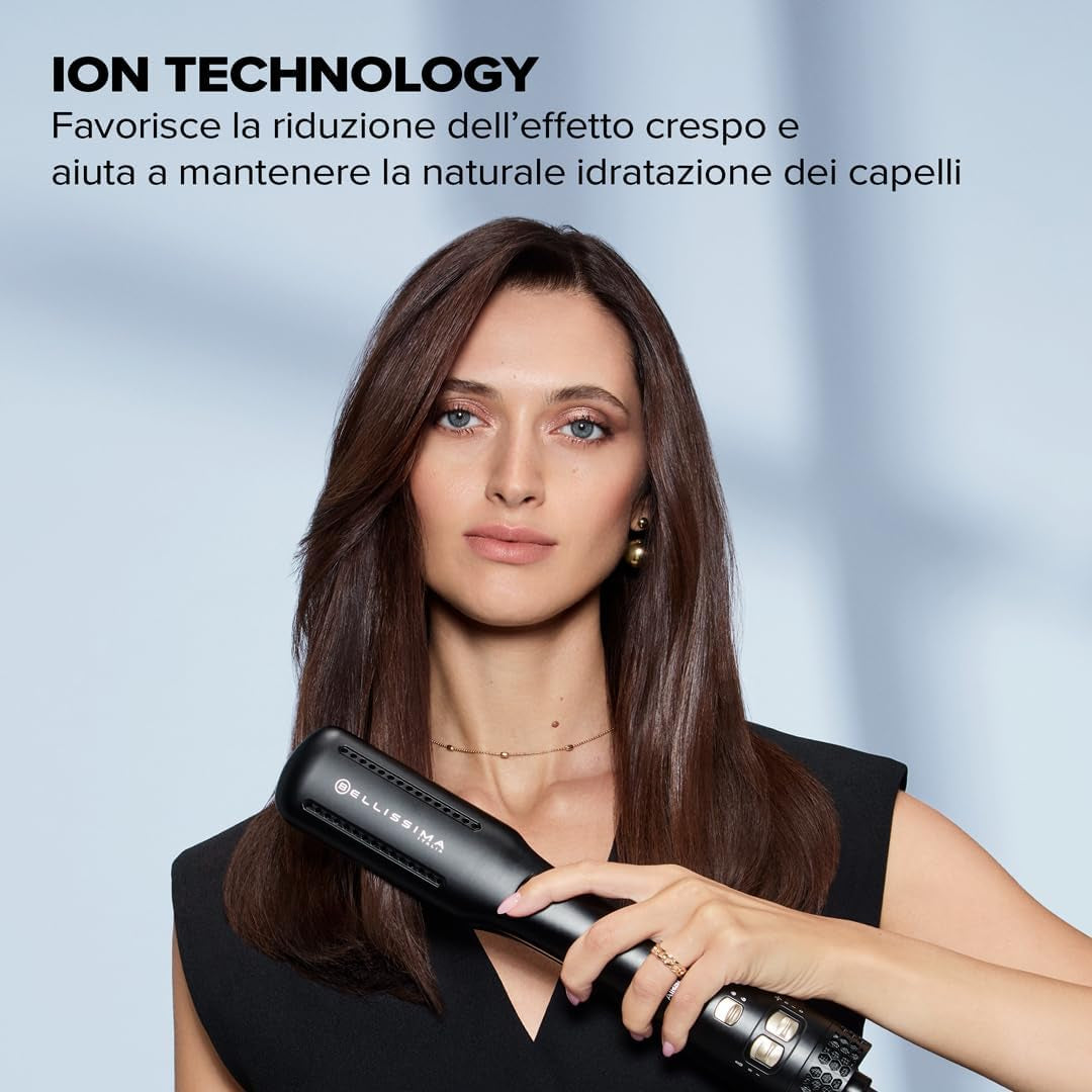 Imetec Airsleek - Piastra Asciugacapelli 2 in 1 Ad Aria, Asciuga E Stira Capelli Bagnati. Capelli Lisci E Protetti Senza Calore Estremo. Tecnologia a Ioni, Rivestimento Ceramica & Cheratina