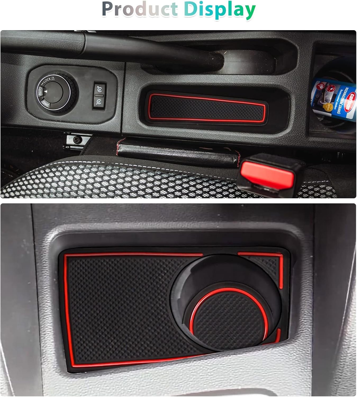 2018–2021 Renaul-T/Dacia Duster Tappetini Antiscivolo, Tappetini in Gomma per Console Centrale, Portabicchieri, Custodie, Tappetini per Le Cuciture Della Porta [Non per 2022] (Rosso)