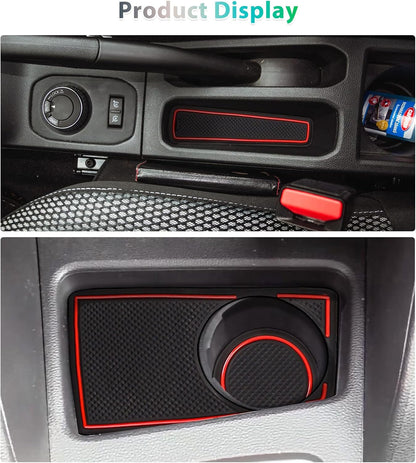 2018–2021 Renaul-T/Dacia Duster Tappetini Antiscivolo, Tappetini in Gomma per Console Centrale, Portabicchieri, Custodie, Tappetini per Le Cuciture Della Porta [Non per 2022] (Rosso)