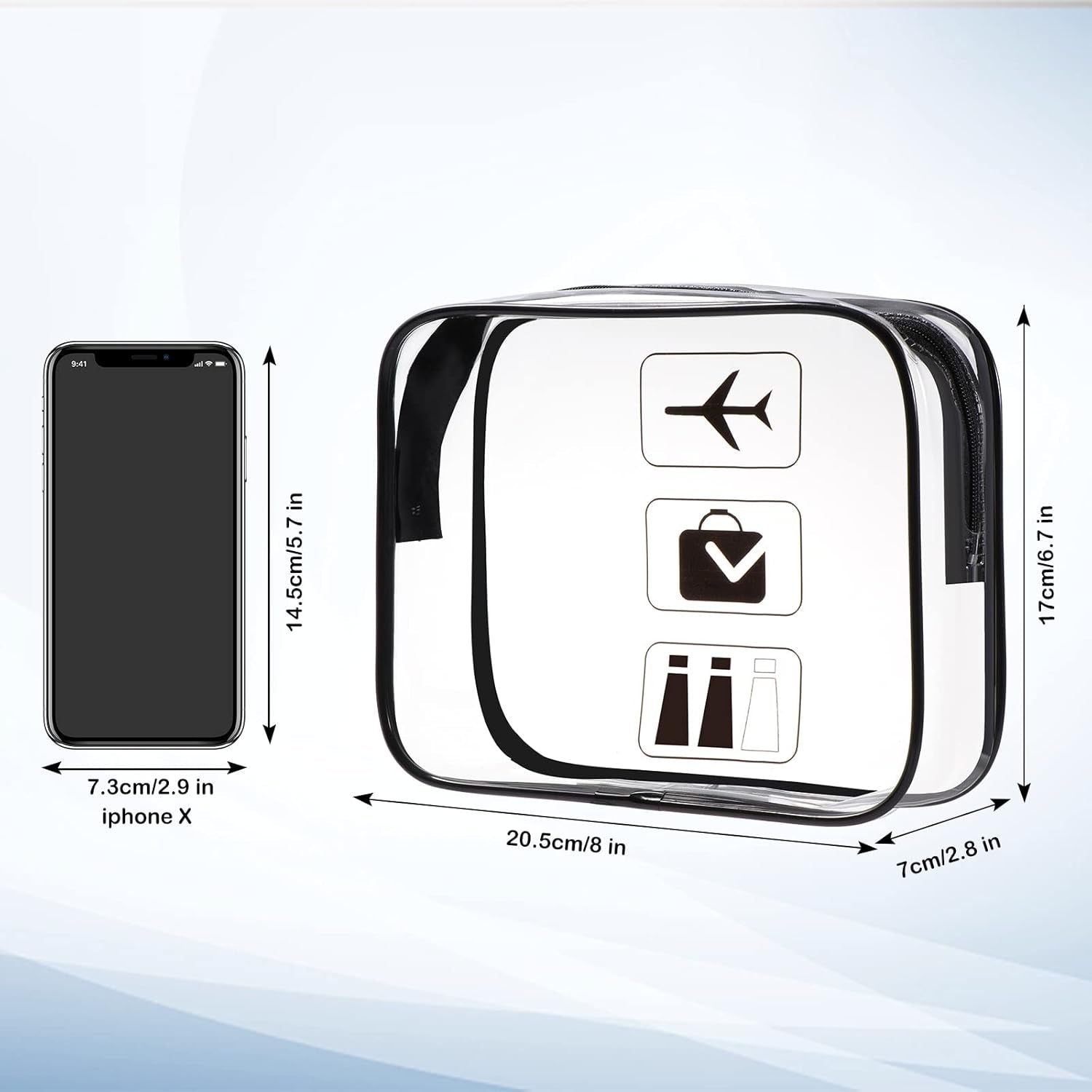 1 Borse Da Valigia Trasparente, TSA Beauty Case Da Viaggio Con Zip, Buste Trasparenti per Cosmetici, Donna/Uomo