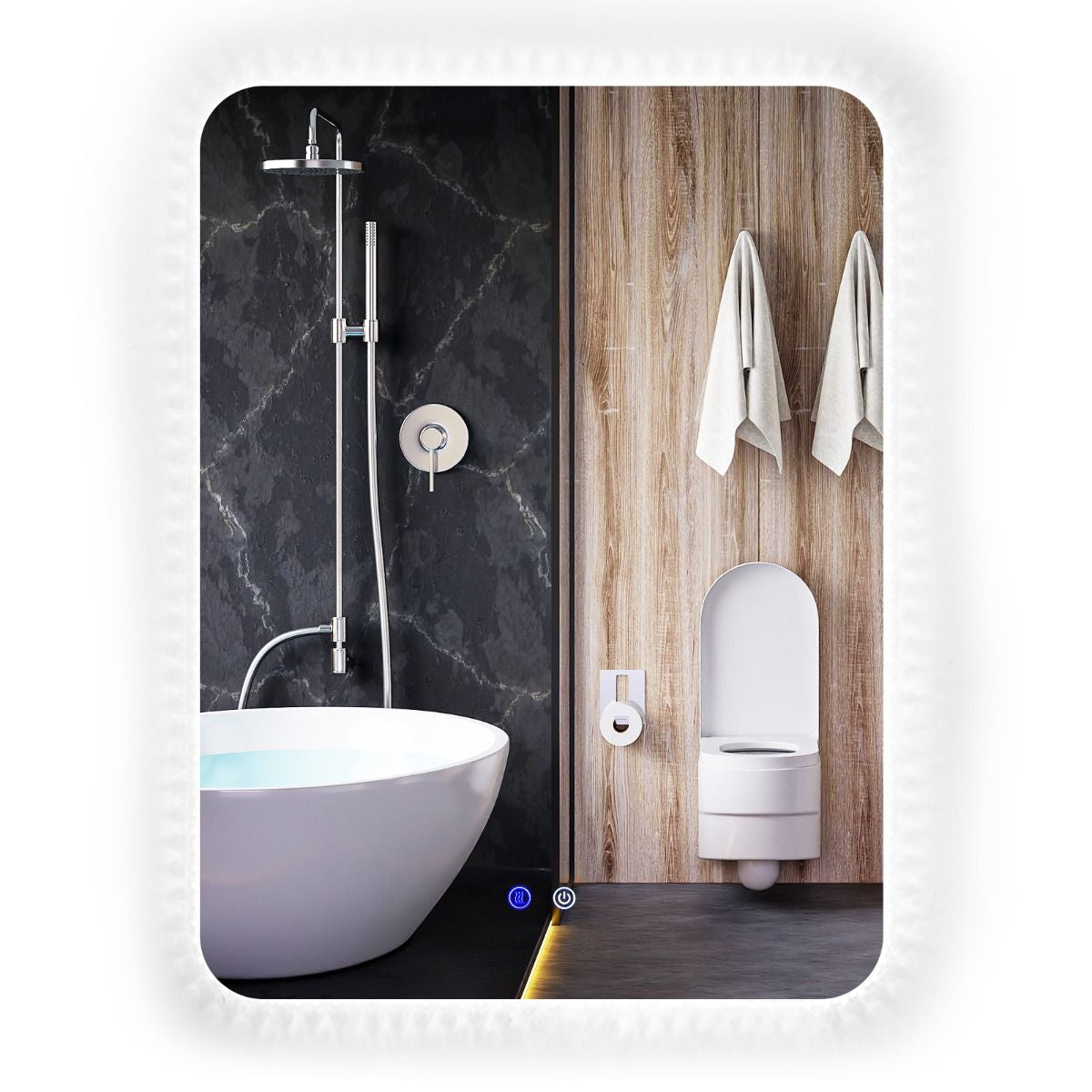 Specchio Da Bagno Con Luci LED 3 Temperature Di Colore anti Appannamento, Specchio Da Parete Infrangibile
