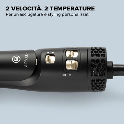 Imetec Airsleek - Piastra Asciugacapelli 2 in 1 Ad Aria, Asciuga E Stira Capelli Bagnati. Capelli Lisci E Protetti Senza Calore Estremo. Tecnologia a Ioni, Rivestimento Ceramica & Cheratina