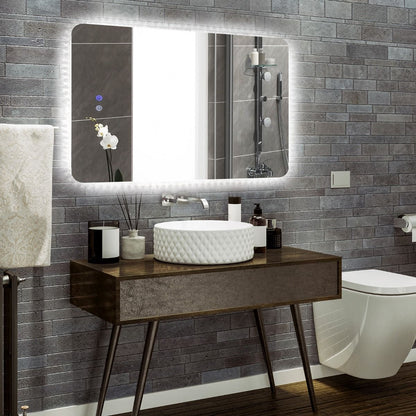 Specchio Da Bagno Con Luci LED 3 Temperature Di Colore anti Appannamento, Specchio Da Parete Infrangibile