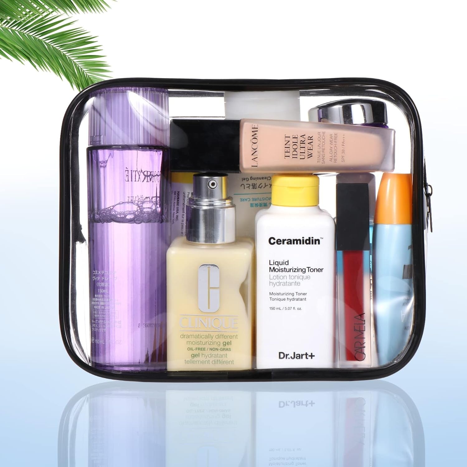 1 Borse Da Valigia Trasparente, TSA Beauty Case Da Viaggio Con Zip, Buste Trasparenti per Cosmetici, Donna/Uomo