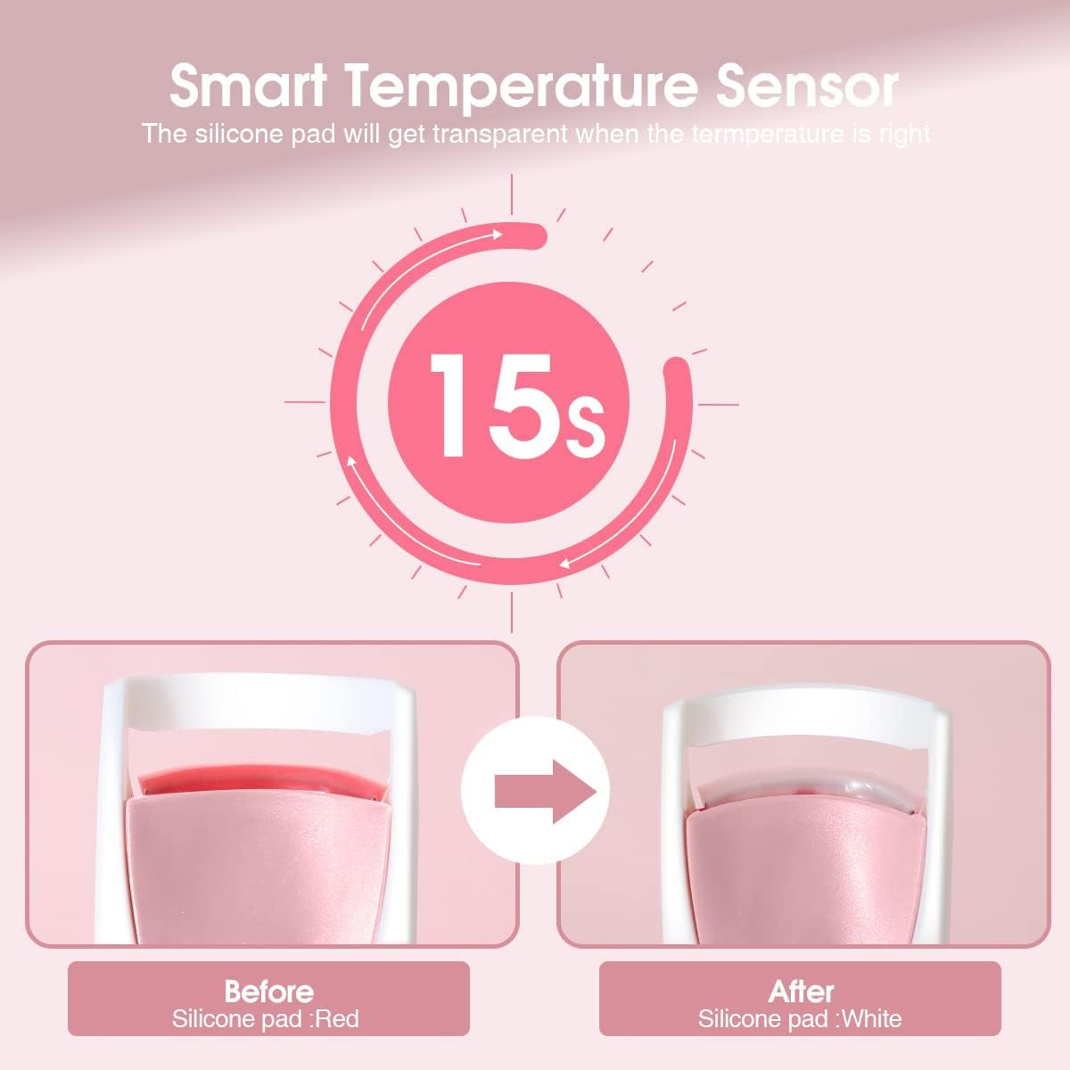 Piegaciglia Elettrico,Piegaciglia Riscaldato,Strumento Professionale per Il Trucco Con Cuscinetti Riscaldanti Intelligente in Silicone Ag-2003Ap(Rosa)